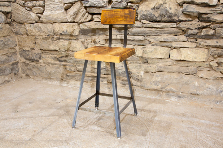 The Brewster Industrial Style Bar, Reclaimed Wood Bar Stools